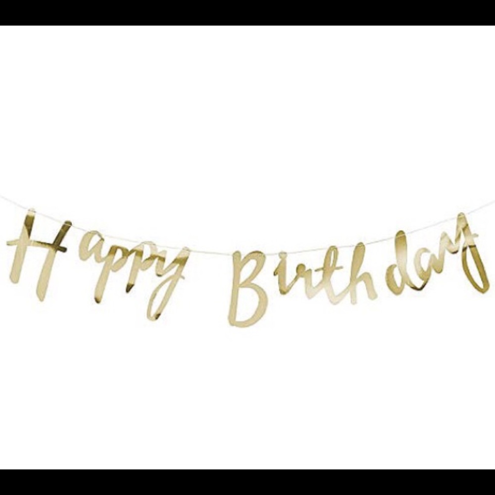 Happy Birthday Script Bunting in Gold